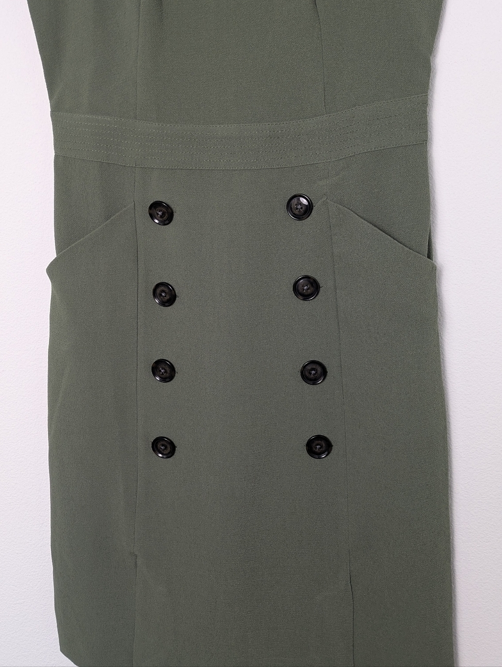 Banana Republic Button-Front Utility Sheath Dress Olive Green Size 4 EUC - Picture 4 of 12
